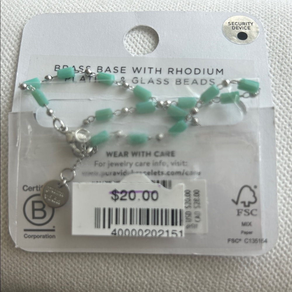 Pura Vida Turquoise and Silver Anklet Bracelet NWT - Picture 3 of 6